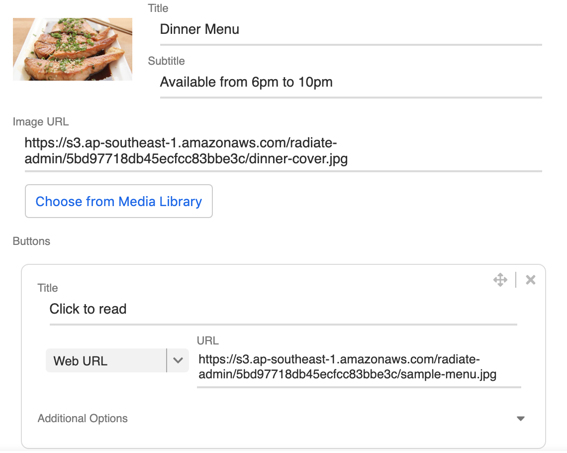 Fill in carousel item details